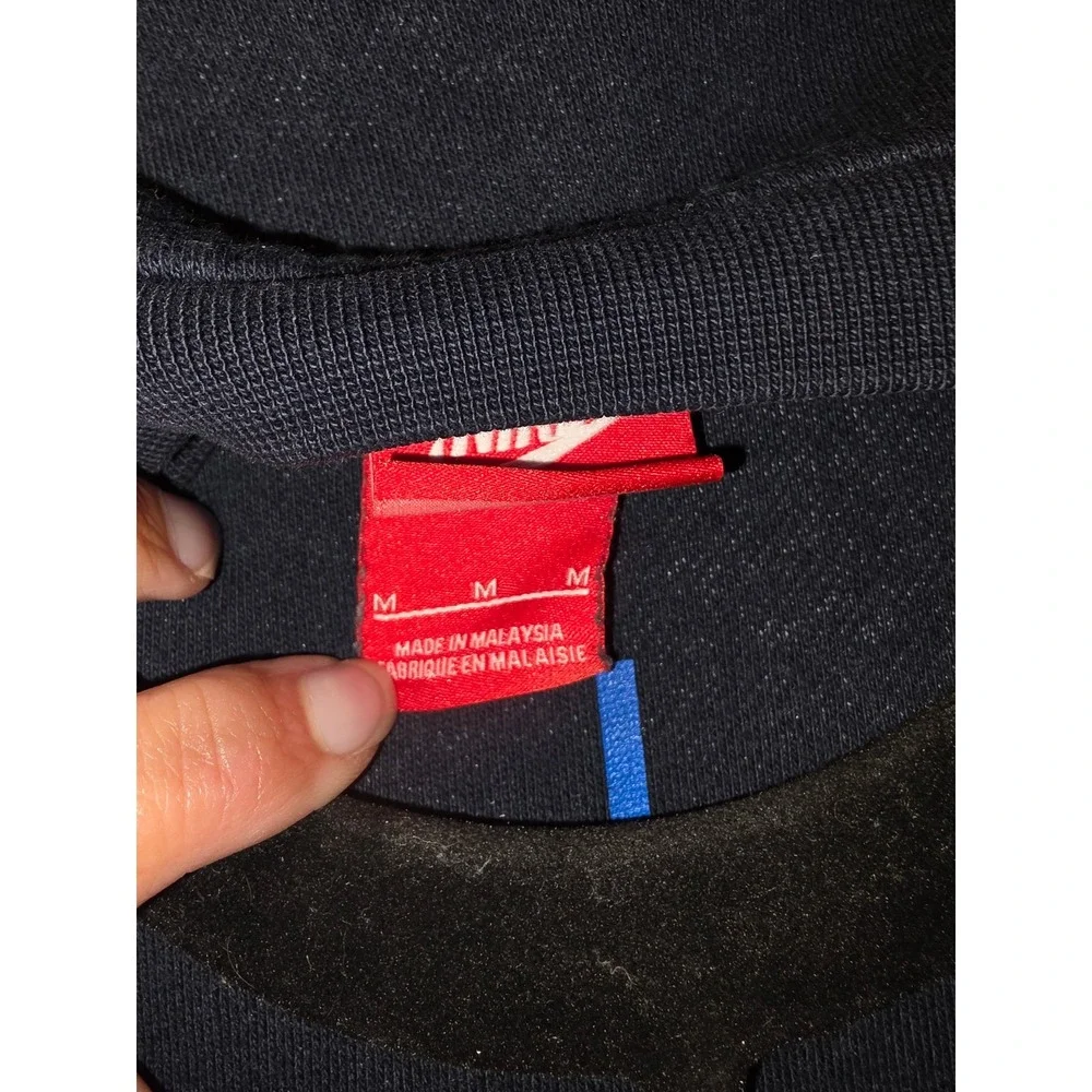 Nike Air Crewneck Sweatshirt Mens Medium Black Blue Graphic Pocket Pullover